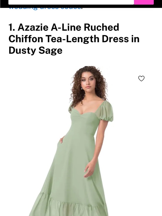 Azazie Dresses & Skirts - Azazie Dusty Sage A-Line Chiffon Midi Dress